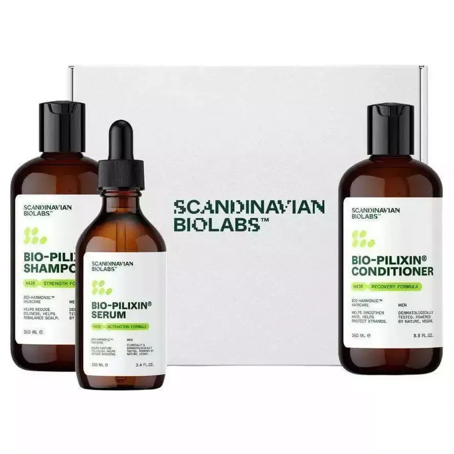Scandinavian Biolabs Bio-Pilixin Men Set Набір для росту волосся у чоловіків (шампунь+кондиціонер+сироватка) 250/250/100 мл.