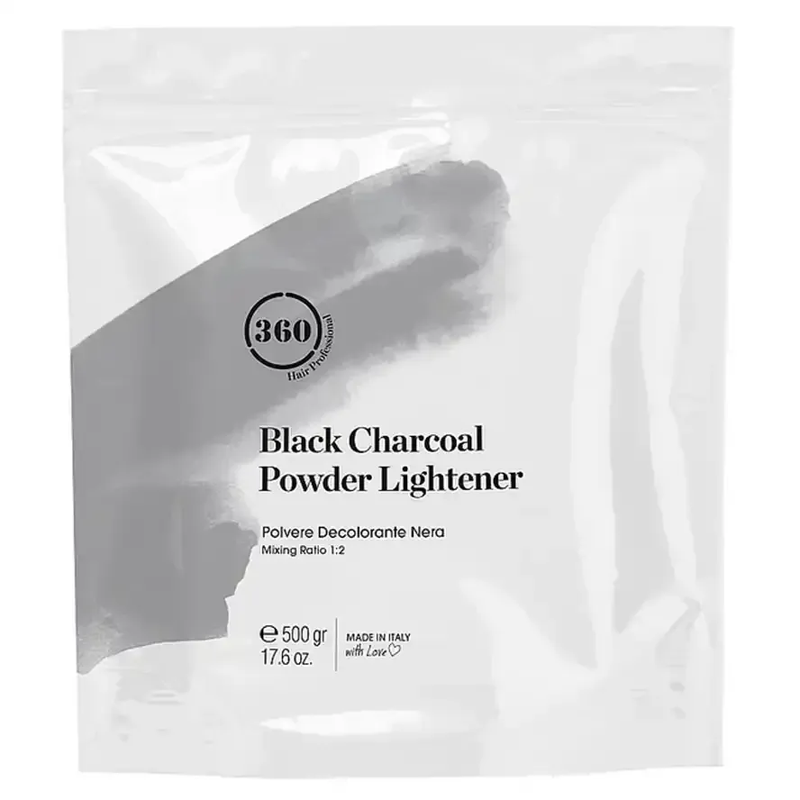 360 Hair Professional Black Charcoal Powder Lightener Антижовта освітлююча пудра до 9 рівнів